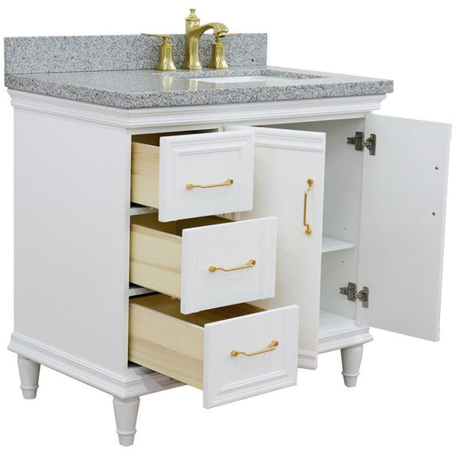 Bellaterra Home Forli 37" 2-Door 3-Drawer White Freestanding Vanity Set - Luxe Vanity & Tub