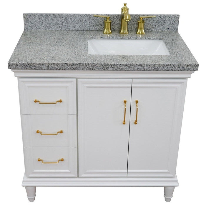 Bellaterra Home Forli 37" 2-Door 3-Drawer White Freestanding Vanity Set - Luxe Vanity & Tub