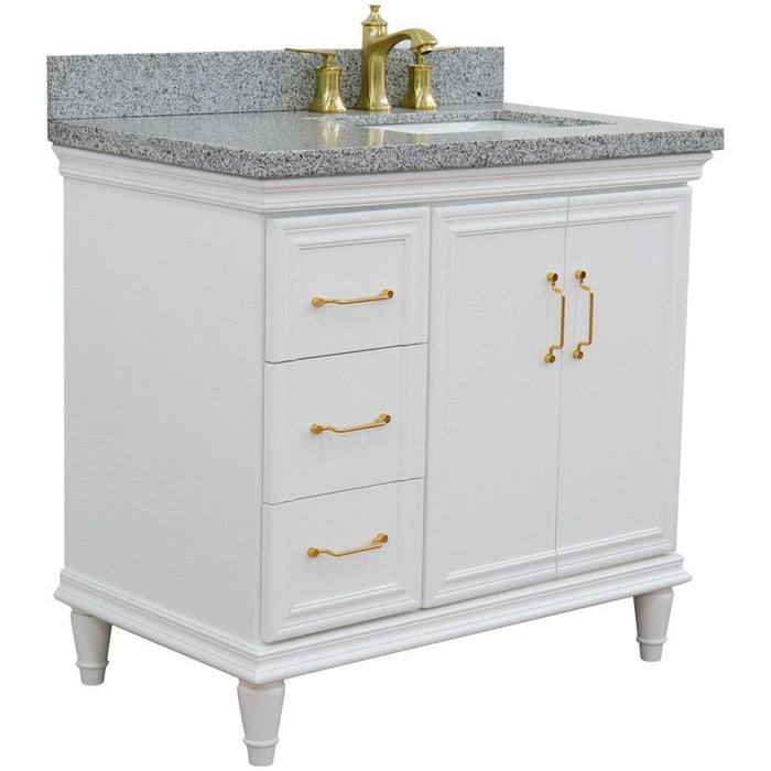 Bellaterra Home Forli 37" 2-Door 3-Drawer White Freestanding Vanity Set - Luxe Vanity & Tub