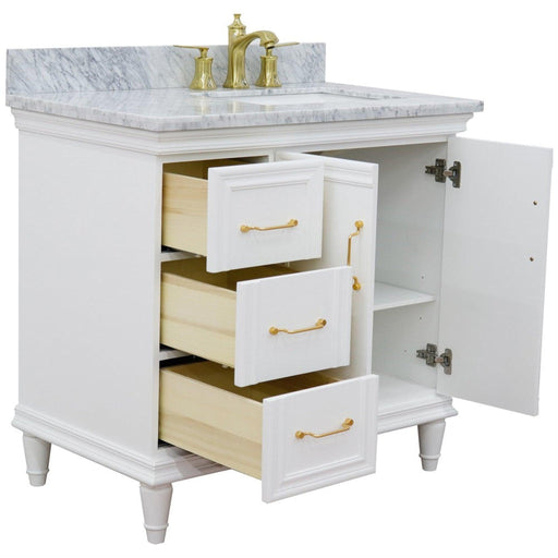 Bellaterra Home Forli 37" 2-Door 3-Drawer White Freestanding Vanity Set - Luxe Vanity & Tub