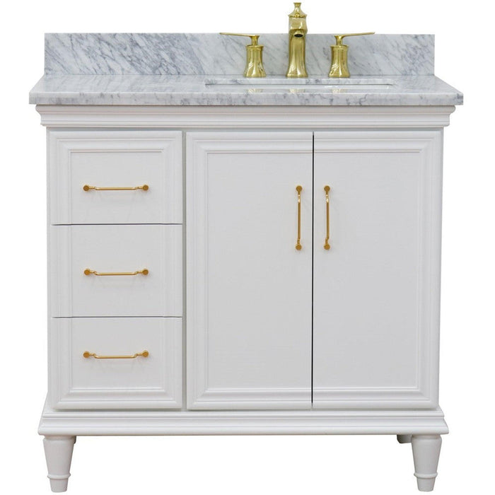 Bellaterra Home Forli 37" 2-Door 3-Drawer White Freestanding Vanity Set - Luxe Vanity & Tub