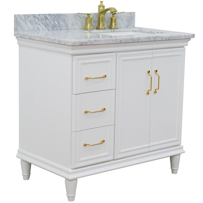 Bellaterra Home Forli 37" 2-Door 3-Drawer White Freestanding Vanity Set - Luxe Vanity & Tub