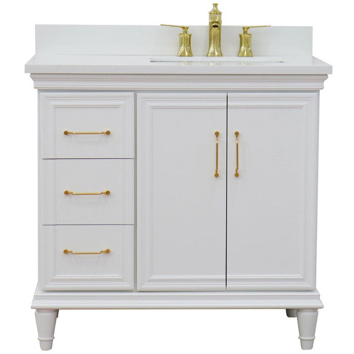 Bellaterra Home Forli 37" 2-Door 3-Drawer White Freestanding Vanity Set - Luxe Vanity & Tub