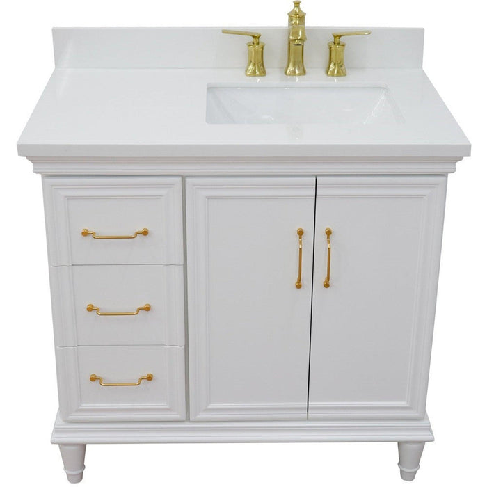 Bellaterra Home Forli 37" 2-Door 3-Drawer White Freestanding Vanity Set - Luxe Vanity & Tub