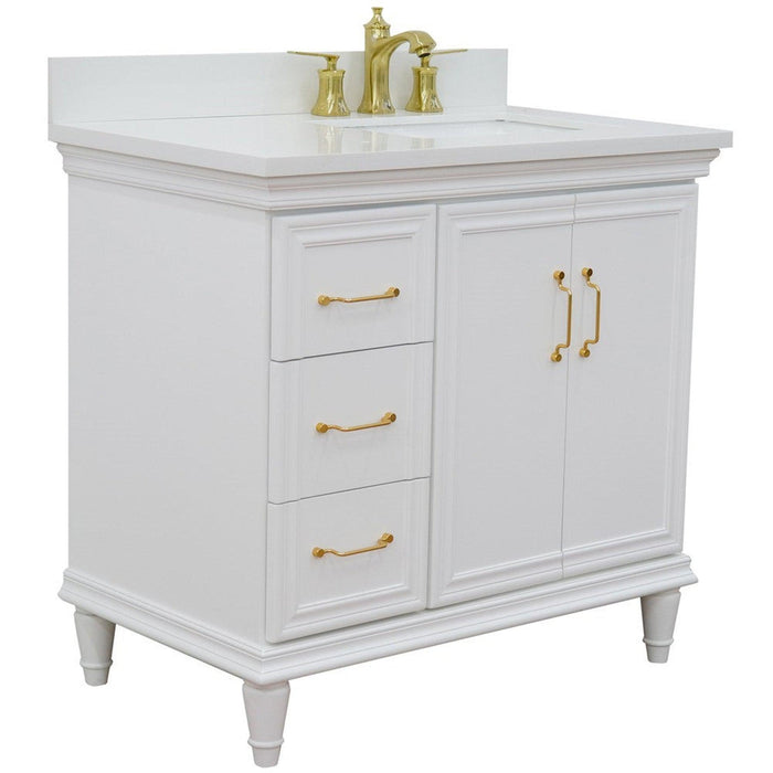 Bellaterra Home Forli 37" 2-Door 3-Drawer White Freestanding Vanity Set - Luxe Vanity & Tub