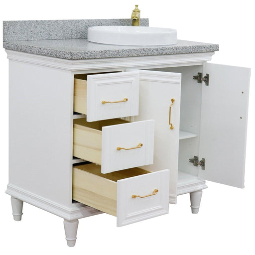 Bellaterra Home Forli 37" 2-Door 3-Drawer White Freestanding Vanity Set - Luxe Vanity & Tub