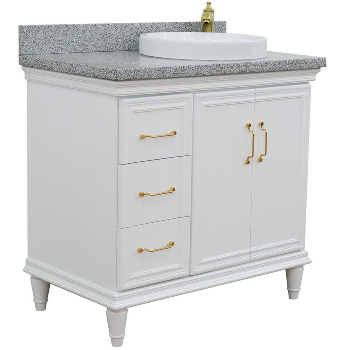 Bellaterra Home Forli 37" 2-Door 3-Drawer White Freestanding Vanity Set - Luxe Vanity & Tub