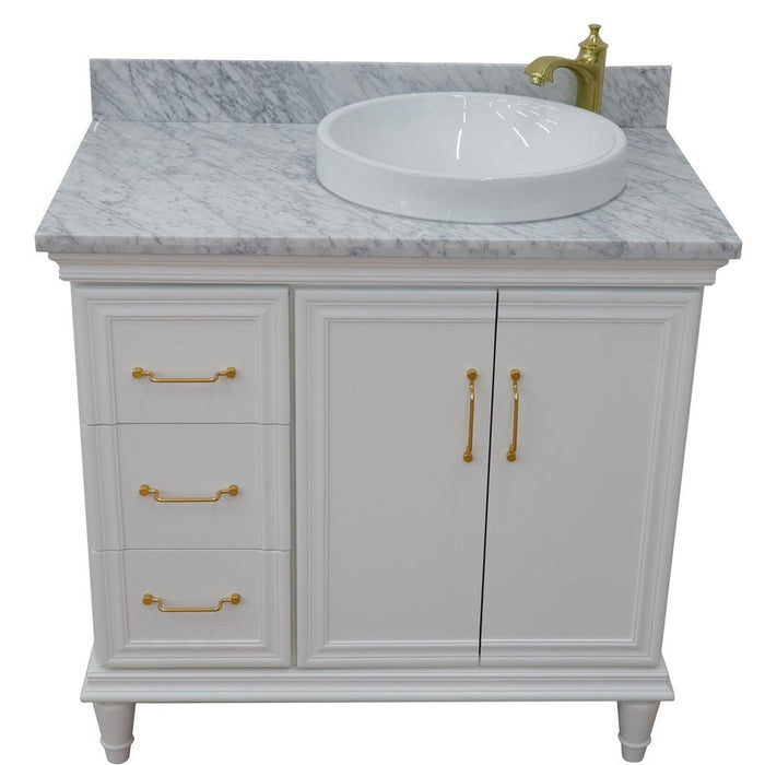 Bellaterra Home Forli 37" 2-Door 3-Drawer White Freestanding Vanity Set - Luxe Vanity & Tub