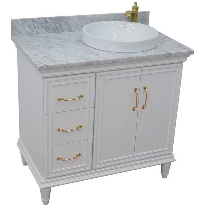 Bellaterra Home Forli 37" 2-Door 3-Drawer White Freestanding Vanity Set - Luxe Vanity & Tub