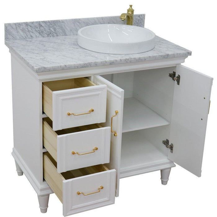 Bellaterra Home Forli 37" 2-Door 3-Drawer White Freestanding Vanity Set - Luxe Vanity & Tub