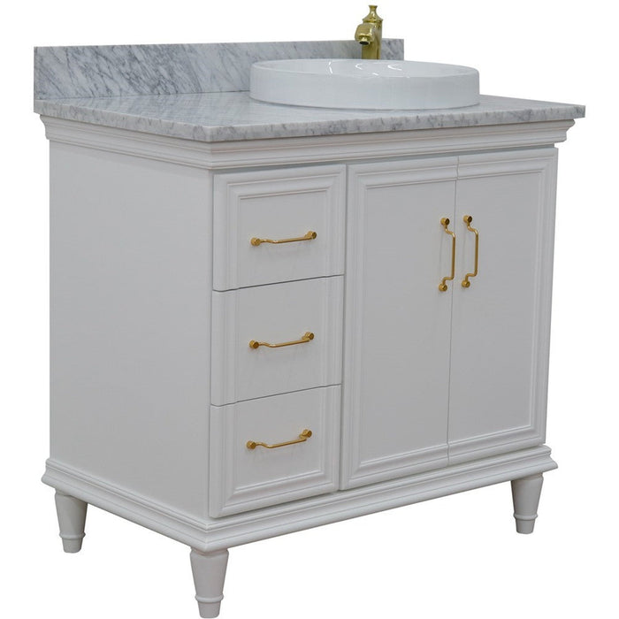 Bellaterra Home Forli 37" 2-Door 3-Drawer White Freestanding Vanity Set - Luxe Vanity & Tub