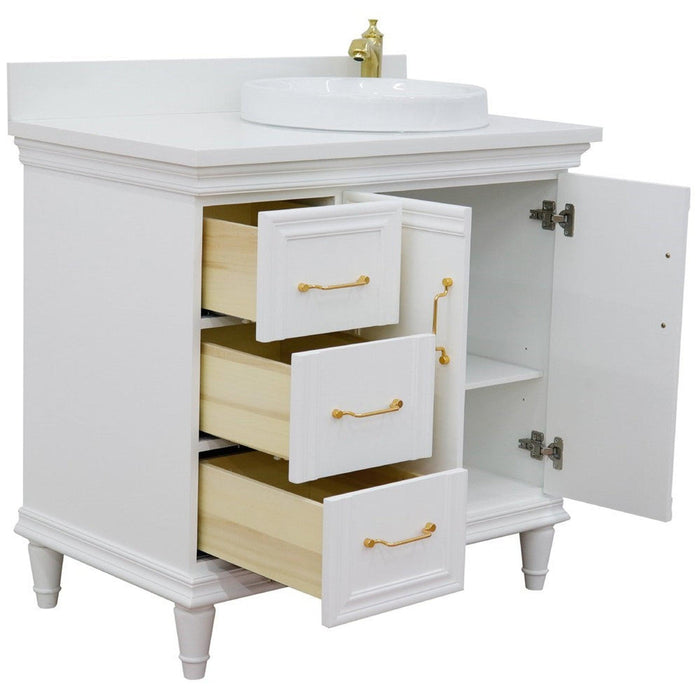 Bellaterra Home Forli 37" 2-Door 3-Drawer White Freestanding Vanity Set - Luxe Vanity & Tub