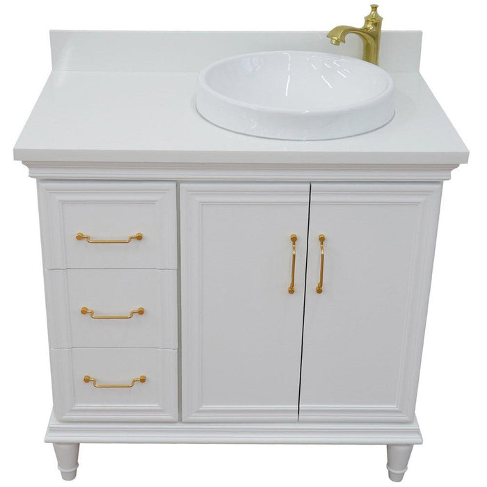 Bellaterra Home Forli 37" 2-Door 3-Drawer White Freestanding Vanity Set - Luxe Vanity & Tub