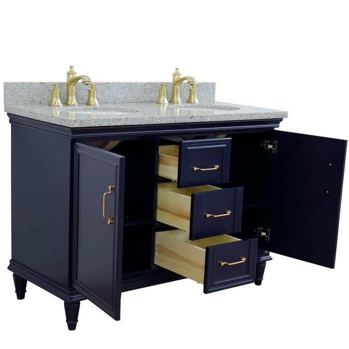 Bellaterra Home Forli 49" 2-Door 3-Drawer Blue Freestanding Vanity Set - Luxe Vanity & Tub