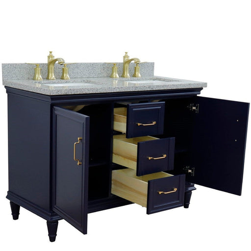 Bellaterra Home Forli 49" 2-Door 3-Drawer Blue Freestanding Vanity Set - Luxe Vanity & Tub