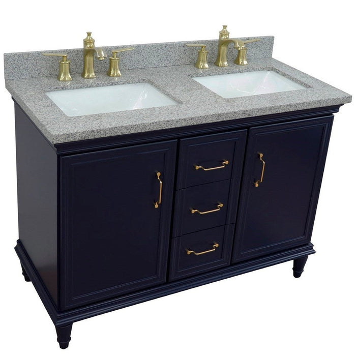 Bellaterra Home Forli 49" 2-Door 3-Drawer Blue Freestanding Vanity Set - Luxe Vanity & Tub