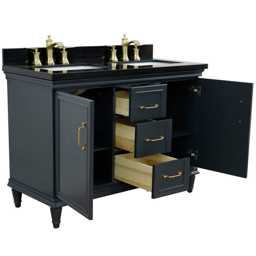 Bellaterra Home Forli 49" 2-Door 3-Drawer Dark Gray Freestanding Vanity Set - Luxe Vanity & Tub