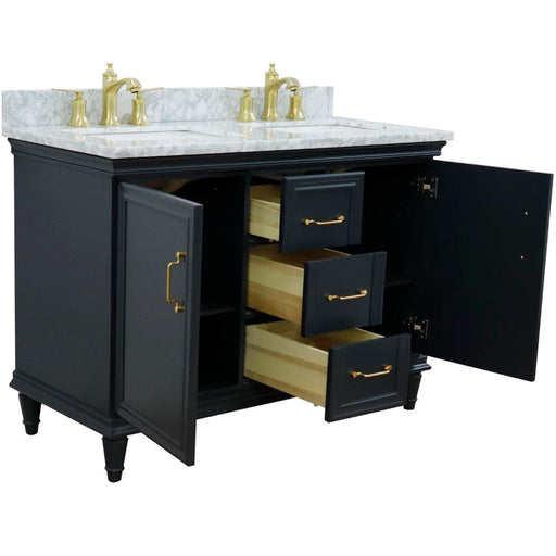 Bellaterra Home Forli 49" 2-Door 3-Drawer Dark Gray Freestanding Vanity Set - Luxe Vanity & Tub