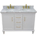 Bellaterra Home Forli 49" 2-Door 3-Drawer White Freestanding Vanity Set With Ceramic Double Undermount Oval Sink and White Carrara Marble Top - Luxe Vanity & Tub