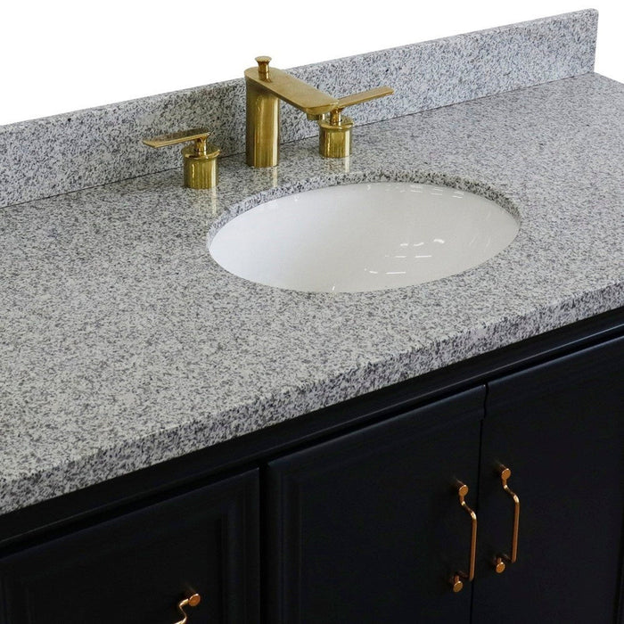 Bellaterra Home Forli 49" 2-Door 6-Drawer Dark Gray Freestanding Vanity Set With Ceramic Undermount Oval Sink and Gray Granite Top - Luxe Vanity & Tub