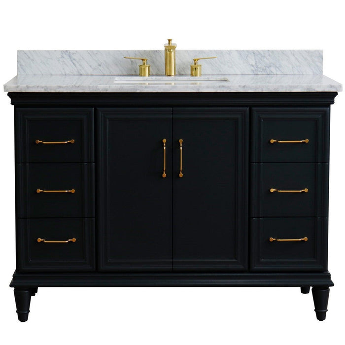 Bellaterra Home Forli 49" 2-Door 6-Drawer Dark Gray Freestanding Vanity Set With Ceramic Undermount Rectangular Sink and White Carrara Marble Top - Luxe Vanity & Tub