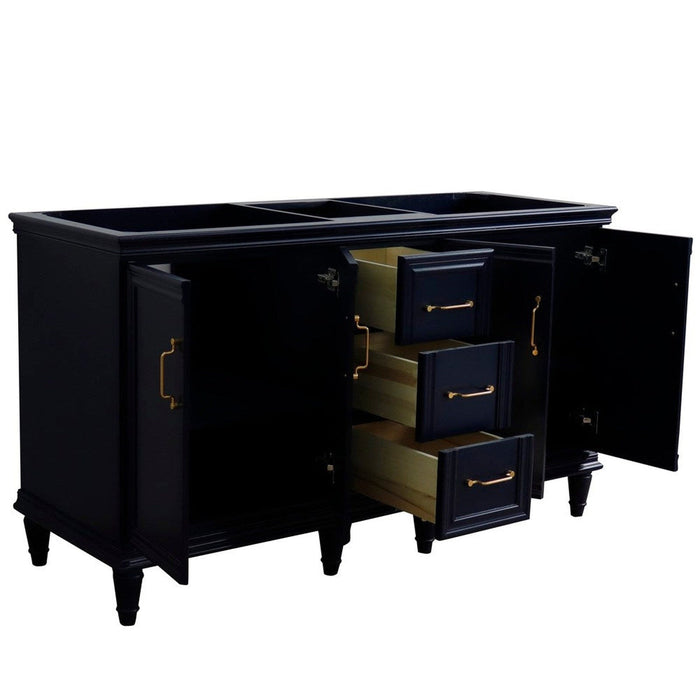 Bellaterra Home Forli 60" 4-Door 3-Drawer Blue Freestanding Double Vanity Base - Luxe Vanity & Tub