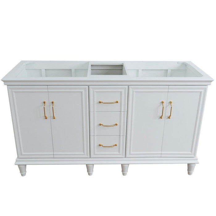 Bellaterra Home Forli 60" 4-Door 3-Drawer White Freestanding Double Vanity Base - Luxe Vanity & Tub