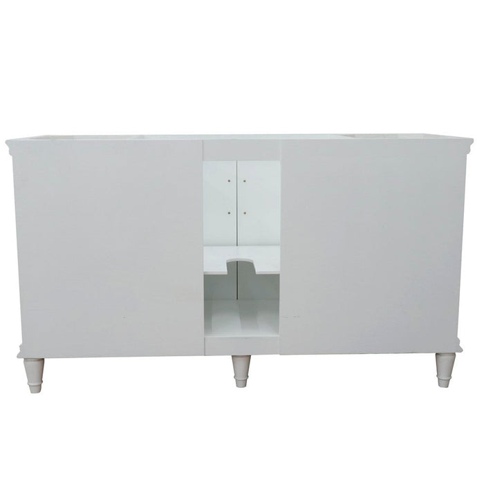 Bellaterra Home Forli 61" 2-Door 6-Drawer White Freestanding Vanity Set With Ceramic Undermount Oval Sink and White Carrara Marble Top - Luxe Vanity & Tub