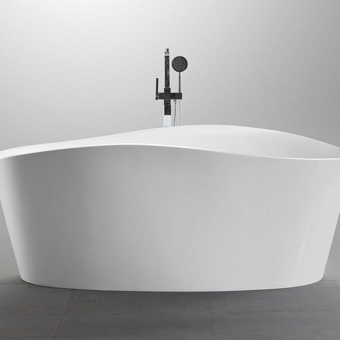 Bellaterra Home Grasse 67" x 27" White Oval Acrylic Freestanding Soaking Bathtub - Luxe Vanity & Tub