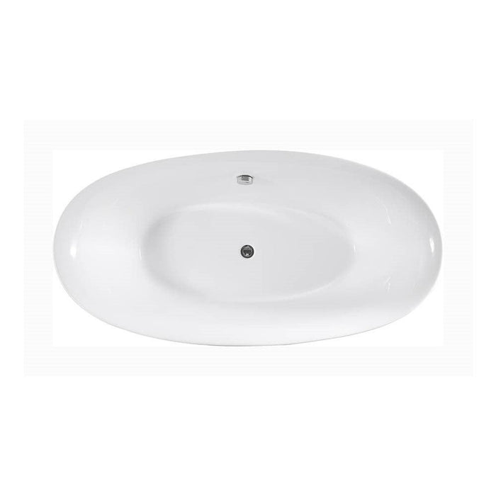 Bellaterra Home Grasse 67" x 27" White Oval Acrylic Freestanding Soaking Bathtub - Luxe Vanity & Tub