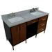 Bellaterra Home Imola 61" 2-Door 4-Drawer 2-Shelf Walnut and Black Freestanding Vanity Set - Luxe Vanity & Tub