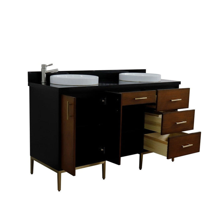 Bellaterra Home Imola 61" 2-Door 4-Drawer 2-Shelf Walnut and Black Freestanding Vanity Set - Luxe Vanity & Tub