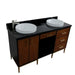 Bellaterra Home Imola 61" 2-Door 4-Drawer 2-Shelf Walnut and Black Freestanding Vanity Set - Luxe Vanity & Tub