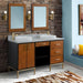 Bellaterra Home Imola 61" 2-Door 4-Drawer 2-Shelf Walnut and Black Freestanding Vanity Set With Ceramic Double Vessel Sink and Gray Granite Top