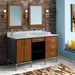 Bellaterra Home Imola 61" 2-Door 4-Drawer 2-Shelf Walnut and Black Freestanding Vanity Set With Ceramic Double Vessel Sink and White Quartz Top