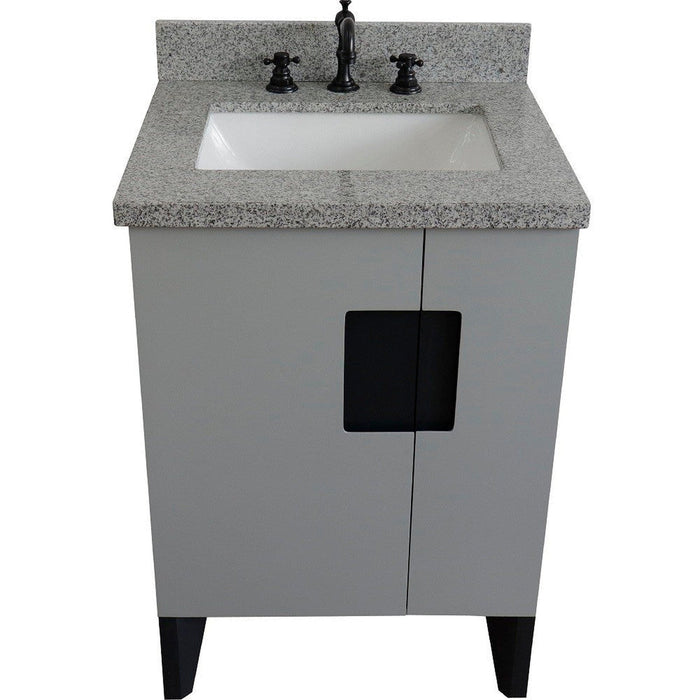 Bellaterra Home Kolb 25" 2-Door 1-Drawer Light Gray Freestanding Vanity Set With Ceramic Undermount Rectangular Sink and Gray Granite Top - Luxe Vanity & Tub