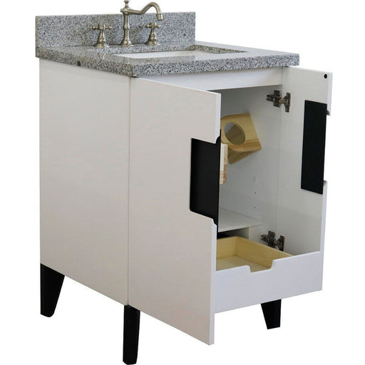 Bellaterra Home Kolb 25" 2-Door 1-Drawer White Freestanding Vanity Set With Ceramic Undermount Rectangular Sink and Gray Granite Top - Luxe Vanity & Tub