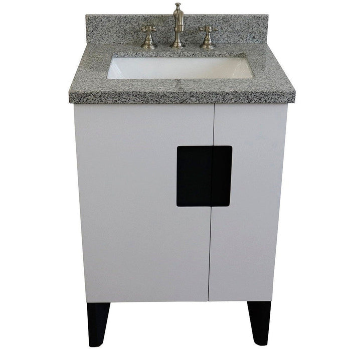 Bellaterra Home Kolb 25" 2-Door 1-Drawer White Freestanding Vanity Set With Ceramic Undermount Rectangular Sink and Gray Granite Top - Luxe Vanity & Tub