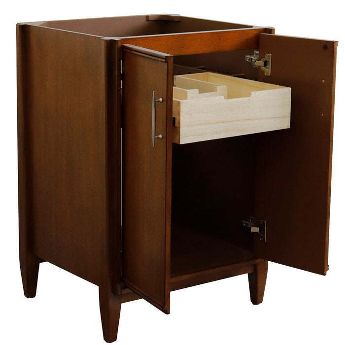 Bellaterra Home MCM 24" 2-Door 1-Drawer Walnut Freestanding Vanity Base - Luxe Vanity & Tub