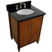 Bellaterra Home MCM 25" 2-Door 1-Drawer Walnut Freestanding Vanity Set With Ceramic Undermount Oval Sink and Black Galaxy Granite Top - Luxe Vanity & Tub