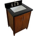 Bellaterra Home MCM 25" 2-Door 1-Drawer Walnut Freestanding Vanity Set With Ceramic Undermount Rectangular Sink and Black Galaxy Granite Top - Luxe Vanity & Tub