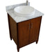 Bellaterra Home MCM 25" 2-Door 1-Drawer Walnut Freestanding Vanity Set With Ceramic Vessel Sink and White Carrara Marble Top - Luxe Vanity & Tub