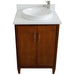 Bellaterra Home MCM 25" 2-Door 1-Drawer Walnut Freestanding Vanity Set With Ceramic Vessel Sink and White Quartz Top - Luxe Vanity & Tub