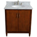 Bellaterra Home MCM 31" 2-Door 1-Drawer Walnut Freestanding Vanity Set With Ceramic Undermount Oval Sink And White Carrara Marble Top - Luxe Vanity & Tub