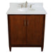 Bellaterra Home MCM 31" 2-Door 1-Drawer Walnut Freestanding Vanity Set With Ceramic Undermount Oval Sink And White Quartz Top - Luxe Vanity & Tub