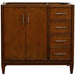 Bellaterra Home MCM 36" 2-Door 3-Drawer Walnut Freestanding Vanity Base With Left Door