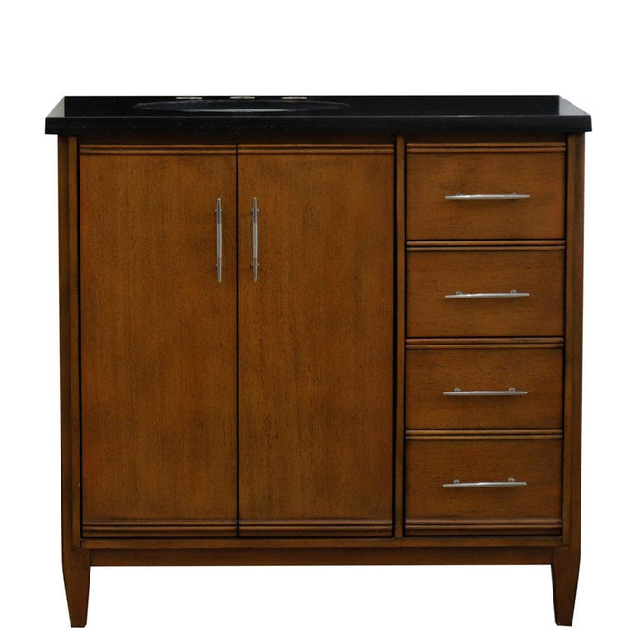 Bellaterra Home MCM 37" 2-Door 3-Drawer Walnut Freestanding Vanity Set - Luxe Vanity & Tub