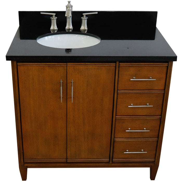 Bellaterra Home MCM 37" 2-Door 3-Drawer Walnut Freestanding Vanity Set - Luxe Vanity & Tub