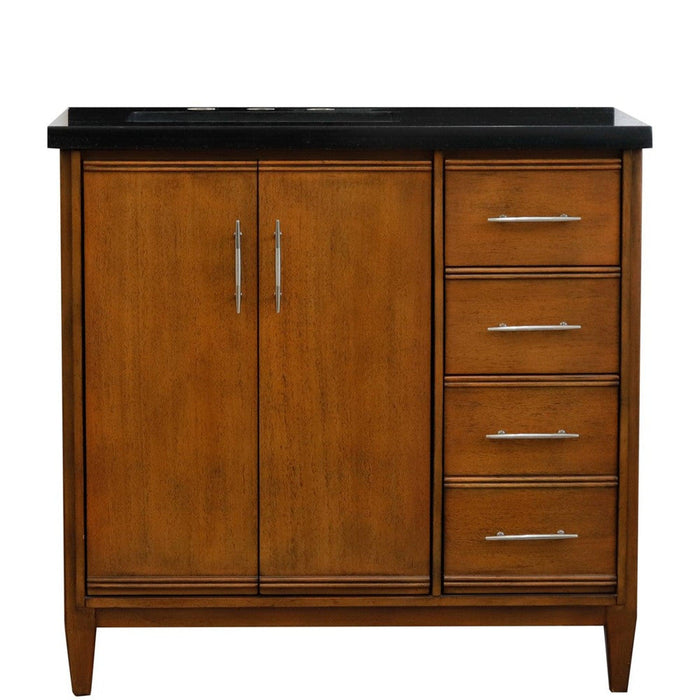 Bellaterra Home MCM 37" 2-Door 3-Drawer Walnut Freestanding Vanity Set - Luxe Vanity & Tub