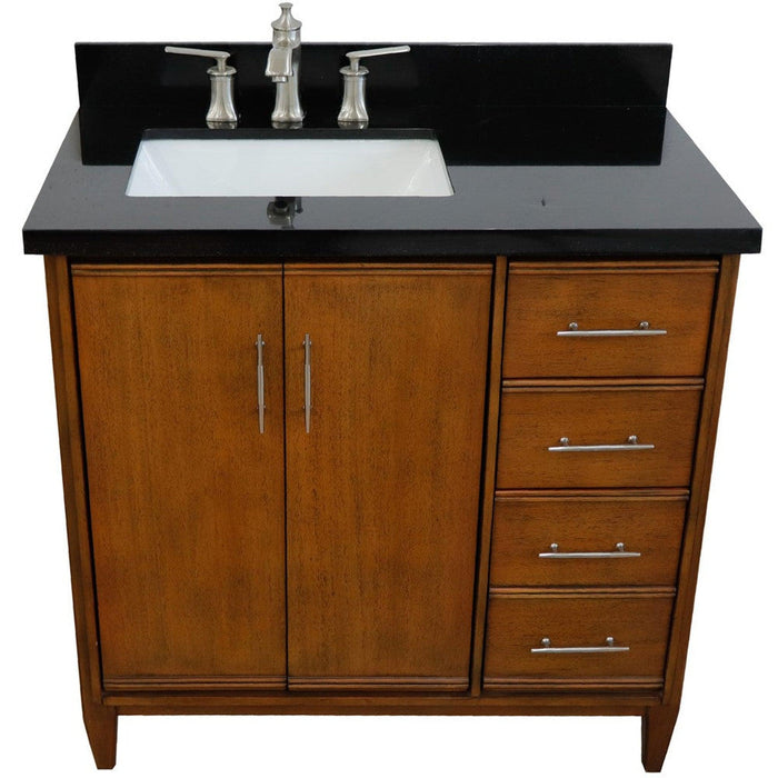 Bellaterra Home MCM 37" 2-Door 3-Drawer Walnut Freestanding Vanity Set - Luxe Vanity & Tub